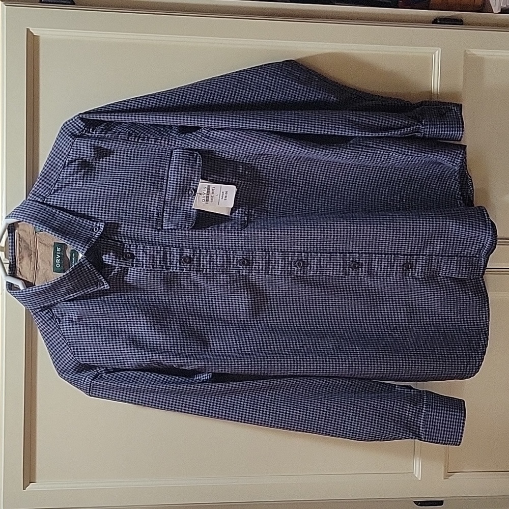 Orvis Men's houndstooth plaid shirt